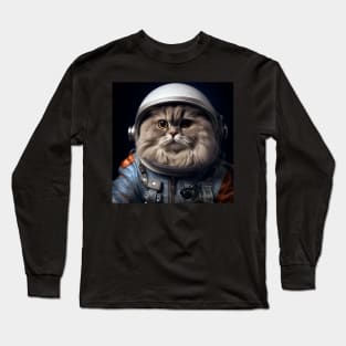 Astronaut Cat in Space - British Longhair Long Sleeve T-Shirt